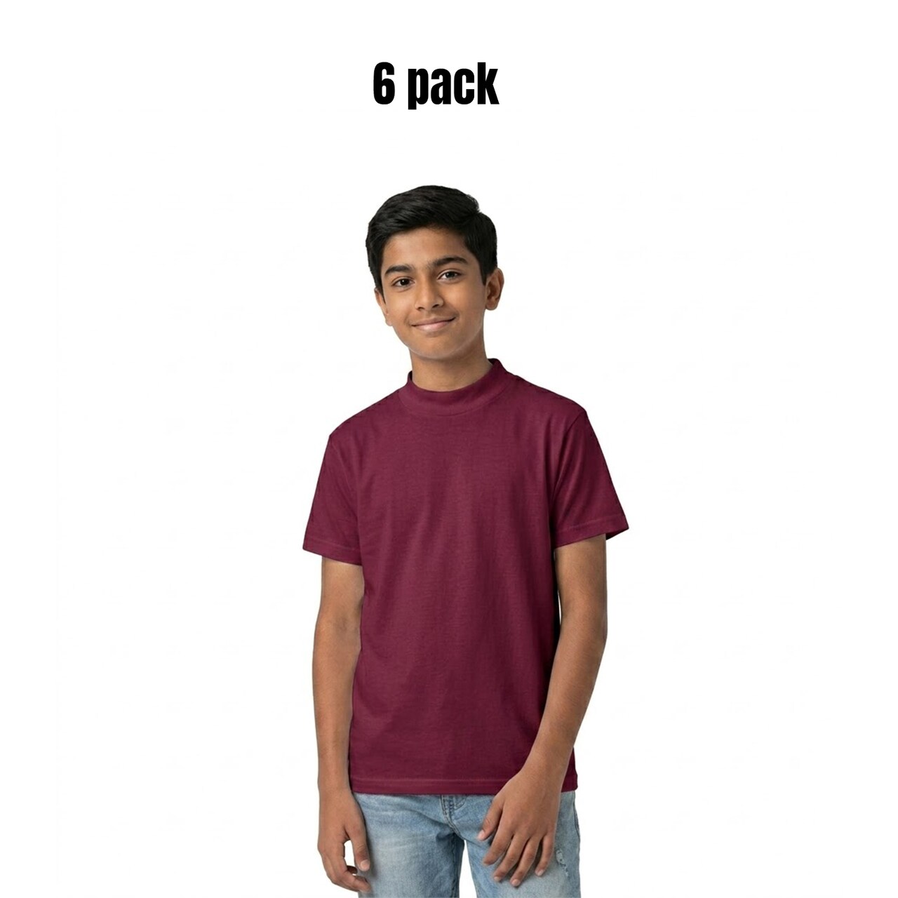 6 Pack Hanes Essential-T Youth Crewneck Short Sleeve T-Shirt for School, Casual & Bulk Everyday Wear
